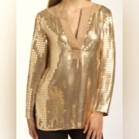 MICHAEL Michael Kors Tops - Michael Kors gold sequin tunic top. Size S beautiful